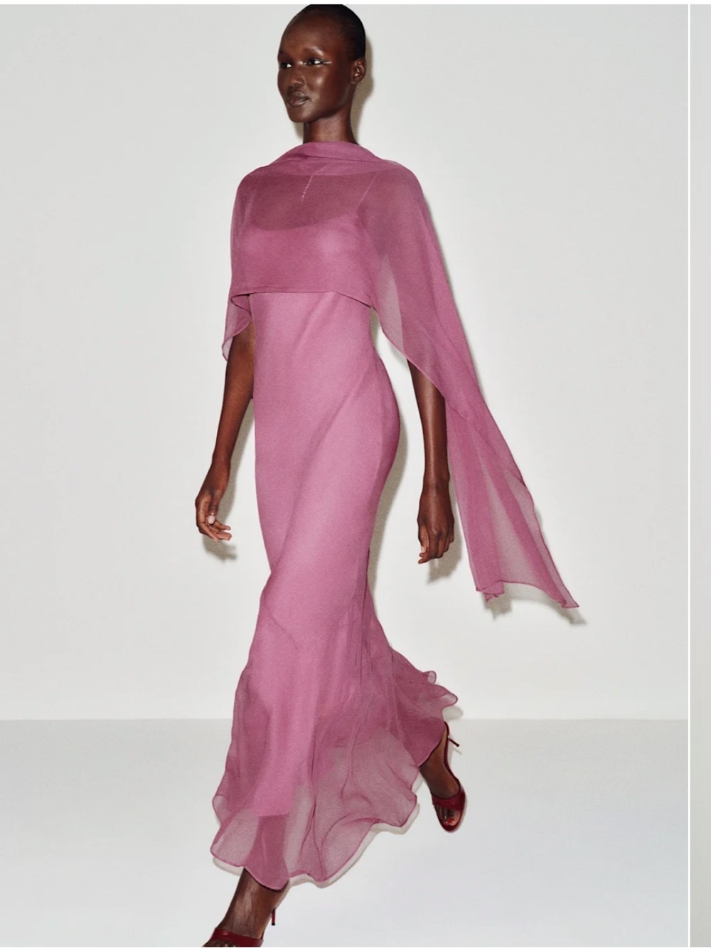 Reformation Rida Silk Chiffon Dress
smoky lilac Sheer Evening Wrap silk gown